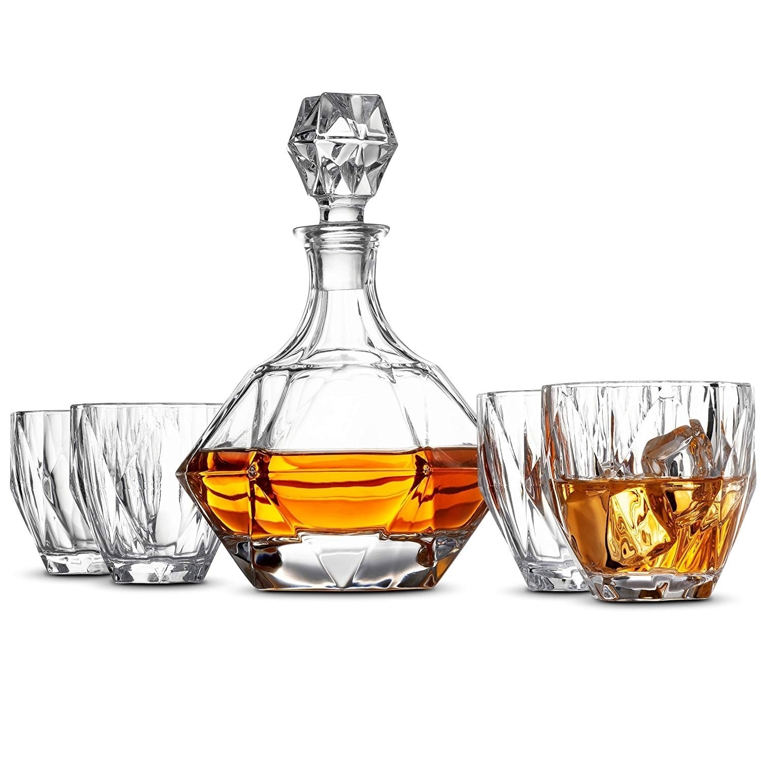23 oz Christmas Gifts for Dad Limited Edition Custom Liquor Decanter Personalized 5 pc Whiskey Decanter Set 680ml w/ 4pcs Whiskey Glass Set Boss Gifts for Men Rectangular #2 