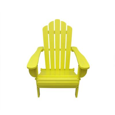 37.5" Yellow Wood Folding Outdoor Patio Adirondack Chair