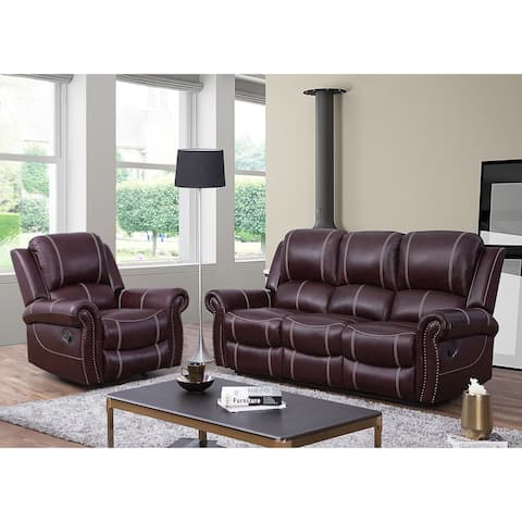 Burgundy Leather Living Room Furniture Sets Online At Abbyson Winston Burgundy Top Grain Leather Reclining 2 Piece Living Room Set