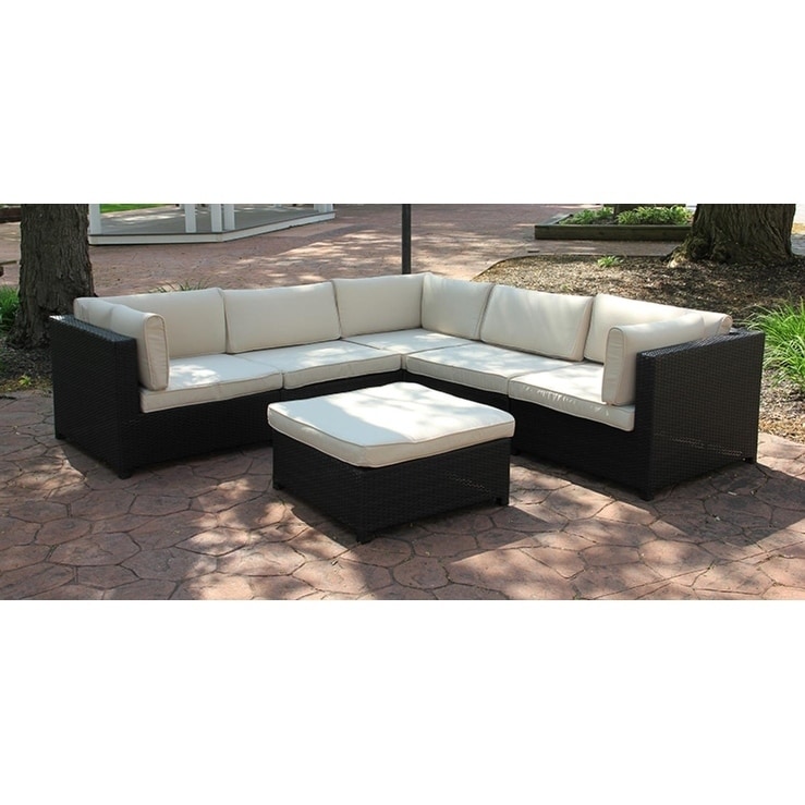 Black and cream 2025 rattan corner sofa