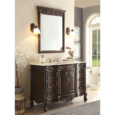 48" Benton Collection Beckham Classic Brown Bath Vanity & Mirror