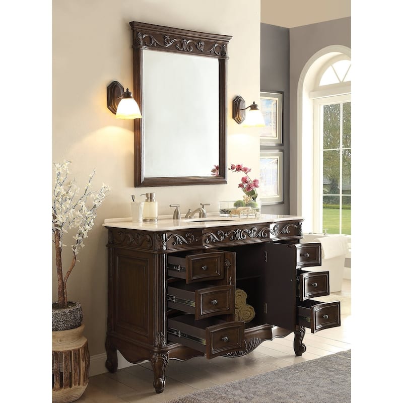 48" Benton Collection Beckham Classic Brown Bath Vanity & Mirror