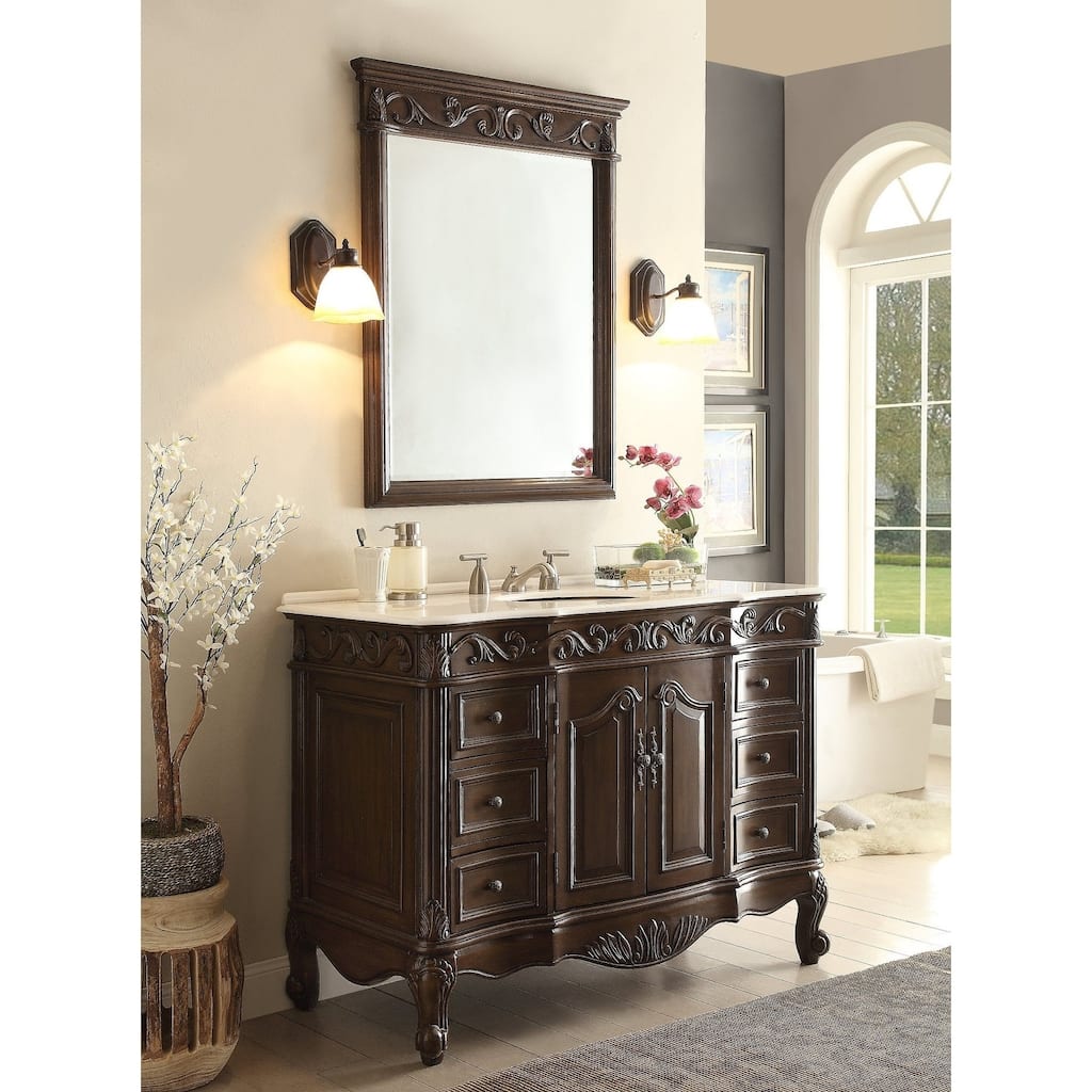 48" Benton Collection Beckham Classic Brown Bath Vanity & Mirror