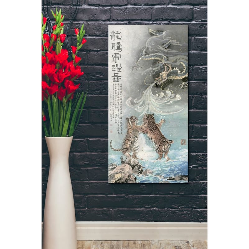 Epic Graffiti "Fly Like a Dragon, Jump Like a Tiger" by River Han, Giclee Canvas Wall Art, 20"x40" - 20" x 40"