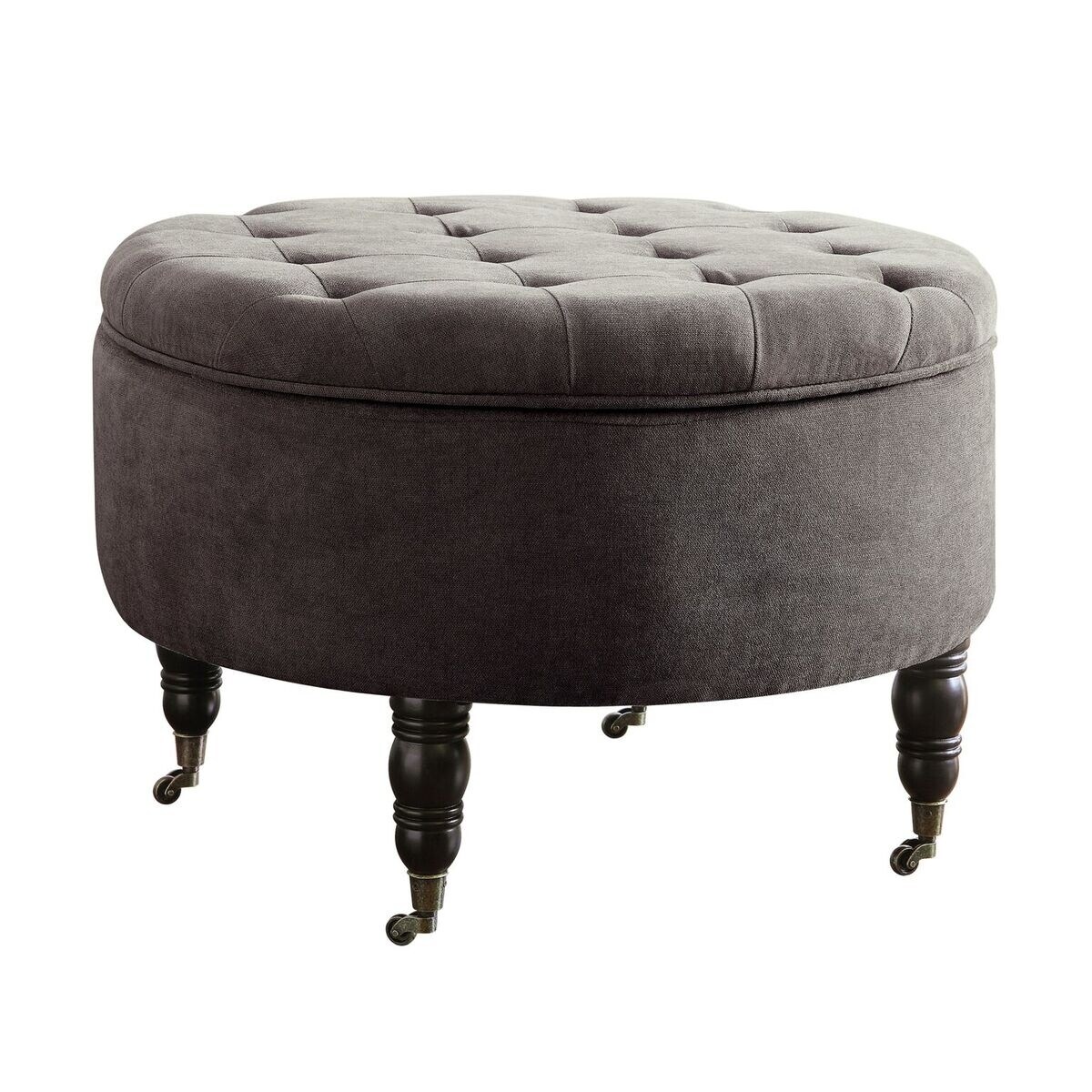 Elle Decor Quinn Round Tufted Ottoman With Storage And Elle Decor Quinn Round Tufted Ottoman
