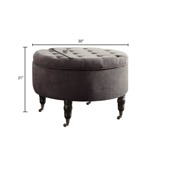 Elle Decor Quinn Round Tufted Ottoman With Storage And Elle Decor Quinn Round Tufted Ottoman