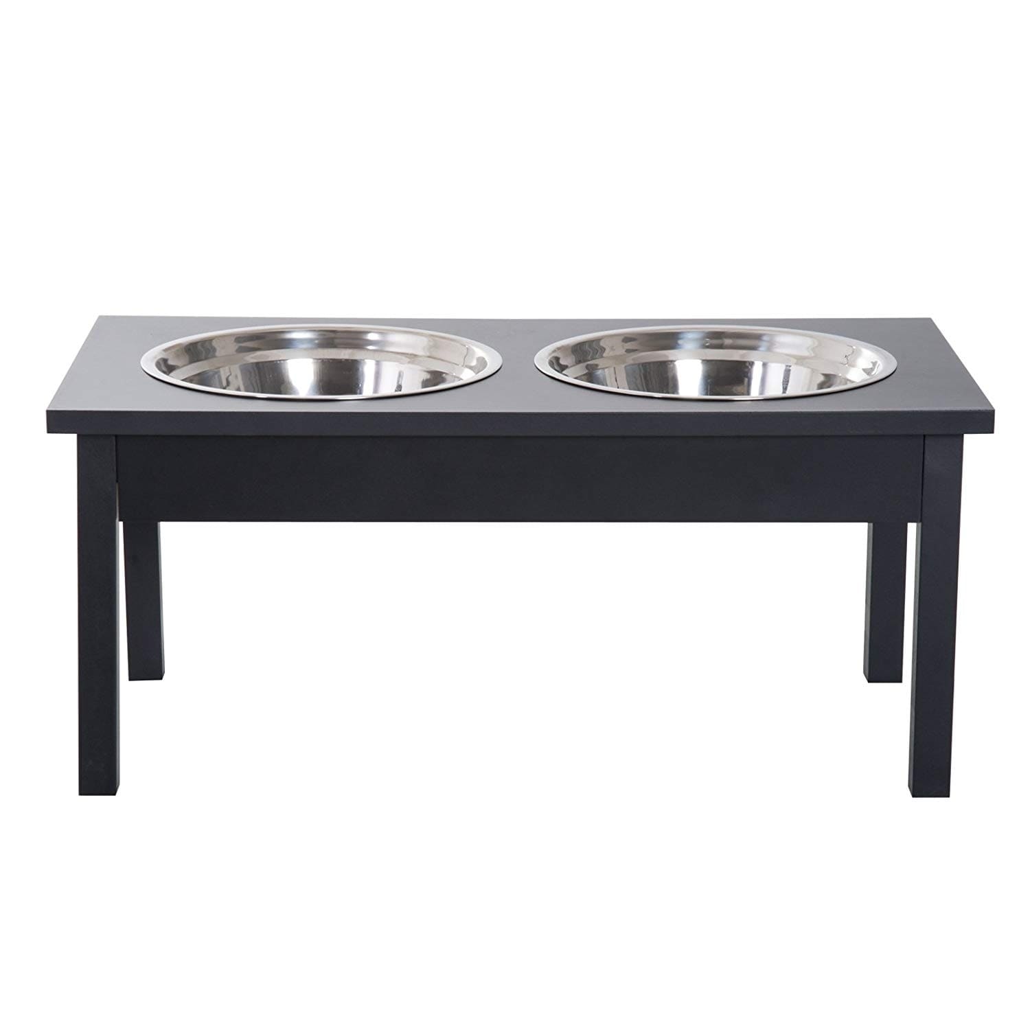 PawHut 23 Modern Decorative Dog Bone Wooden Heavy Duty Pet Food Bowl  Elevated Feeding Station - Black - On Sale - Bed Bath & Beyond - 23056319