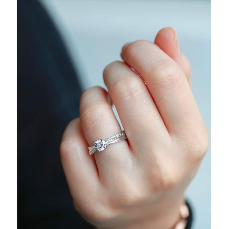 Annello by Kobelli 14k White Gold 1/2 Carat ct.tw Ribbon Bypass Round Brilliant Cut Diamond Ring