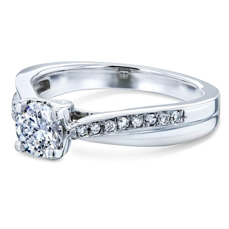 Annello by Kobelli 14k White Gold 1/2 Carat ct.tw Ribbon Bypass Round Brilliant Cut Diamond Ring