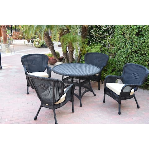 5pc Windsor Black Wicker Dining Set with Cushions