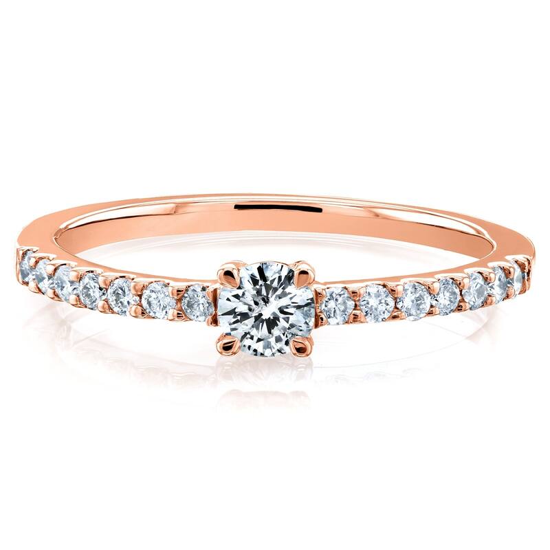 Annello by Kobelli 14k Gold 1/3 Carat ct.tw Petite Low Setting Diamond Ring
