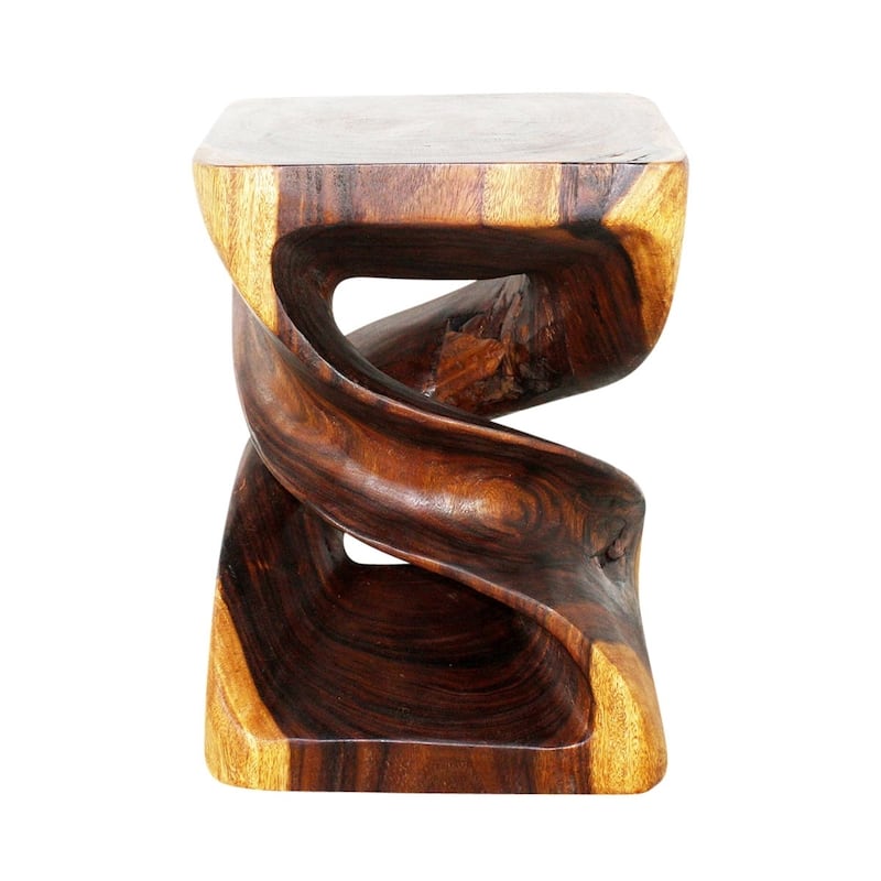 Haussmann Handmade Eco Wood Double Twist End Table 15 x 15 x 20 in H Walnut Oil - 15 in x 15 in x 20 in h