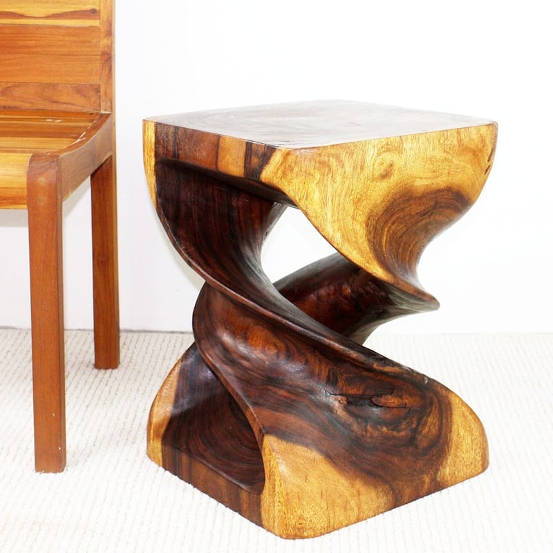Haussmann Handmade Eco Wood Double Twist End Table 15 x 15 x 20 in H Walnut Oil - 15 in x 15 in x 20 in h