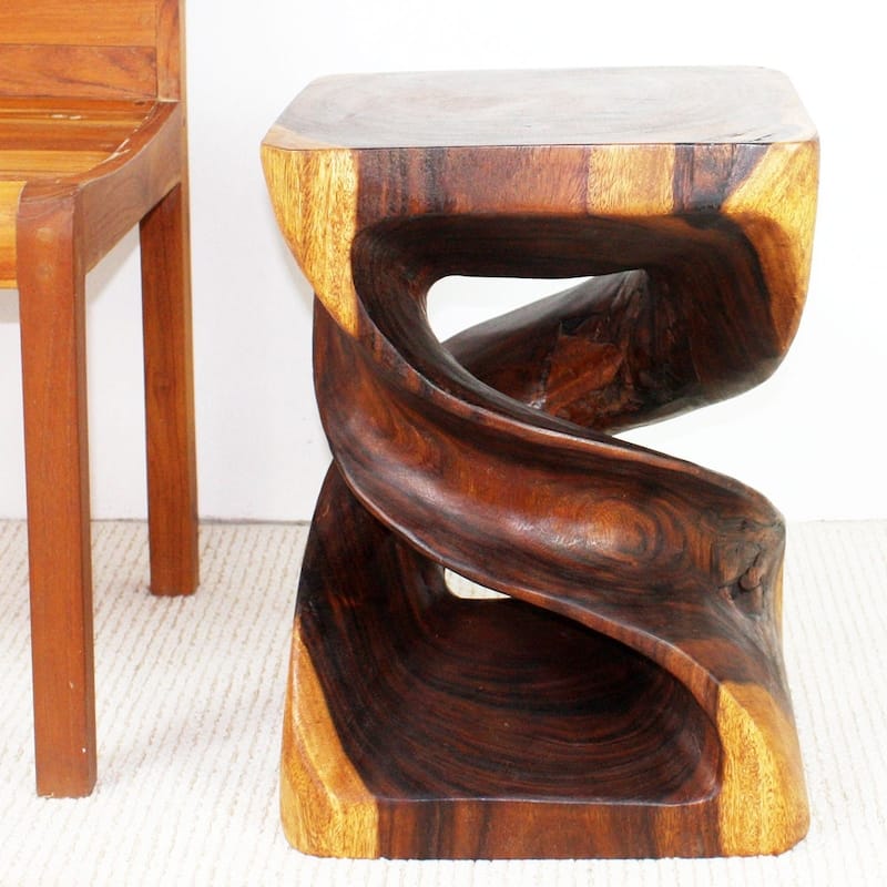 Haussmann Handmade Eco Wood Double Twist End Table 15 x 15 x 20 in H Walnut Oil - 15 in x 15 in x 20 in h