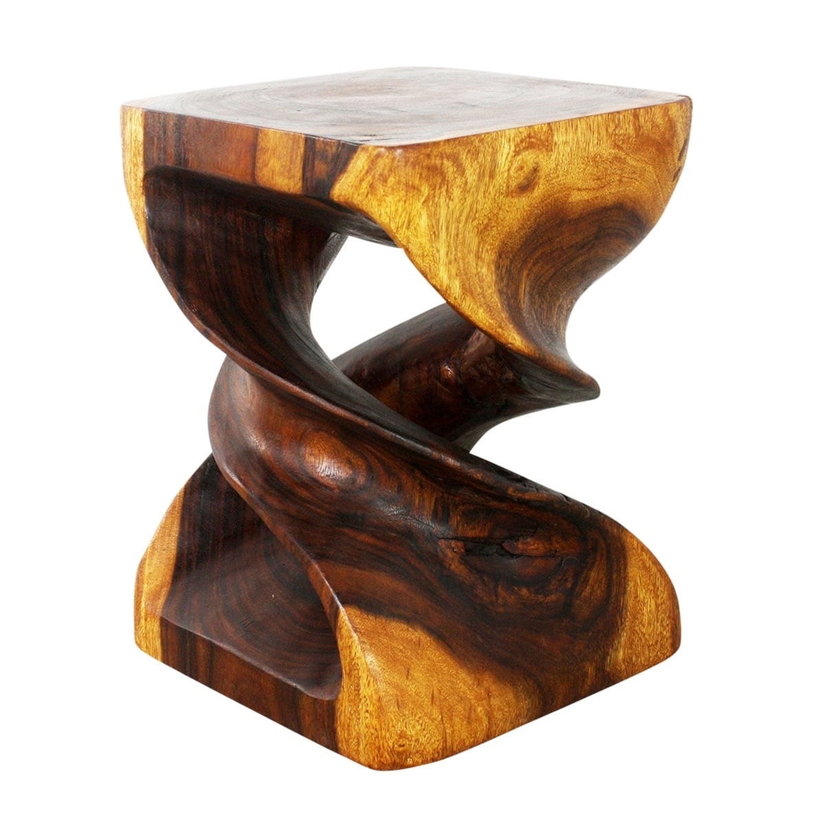 Haussmann Double Twist Solid Wood End Table - 15 x 15 x 20 in - Walnut - 15 in x 15 in x 20 in h