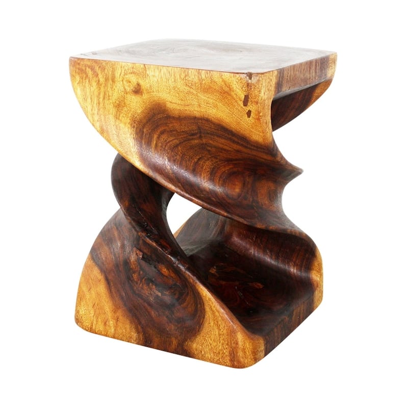 Haussmann Handmade Eco Wood Double Twist End Table 15 x 15 x 20 in H Walnut Oil - 15 in x 15 in x 20 in h