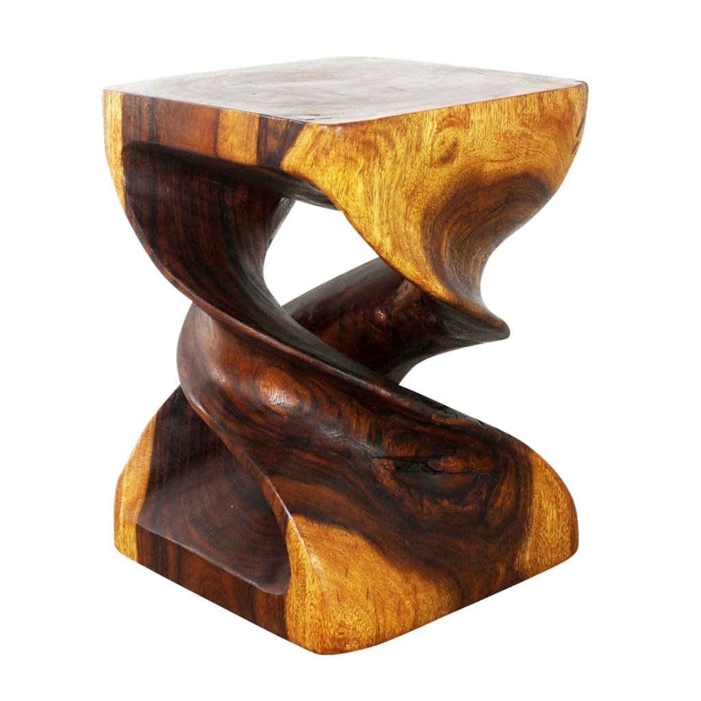 Haussmann Handmade Eco Wood Double Twist End Table 15 x 15 x 20 in H Walnut Oil - 15 in x 15 in x 20 in h