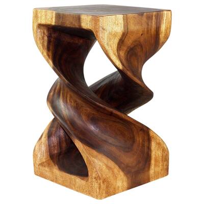 Haussmann® Wood Double Twist Stool Table 12 in SQ x 20 in H Walnut Oil - 12" x 12" x 20"