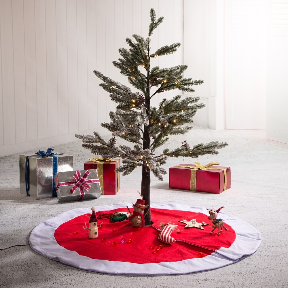 Christmas House Festive Felt Tree Skirt 41 White Holly