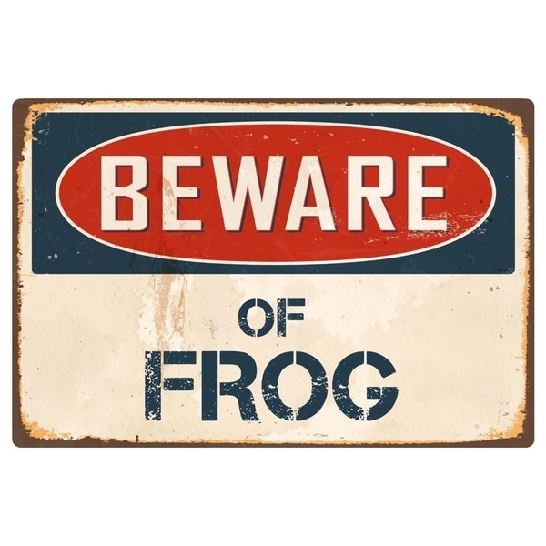 Beware Of Frog 1 8" x 12" Vintage Aluminum Retro Metal Sign