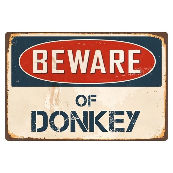 Beware Of Donkey 8" x 12" Vintage Aluminum Retro Metal Sign