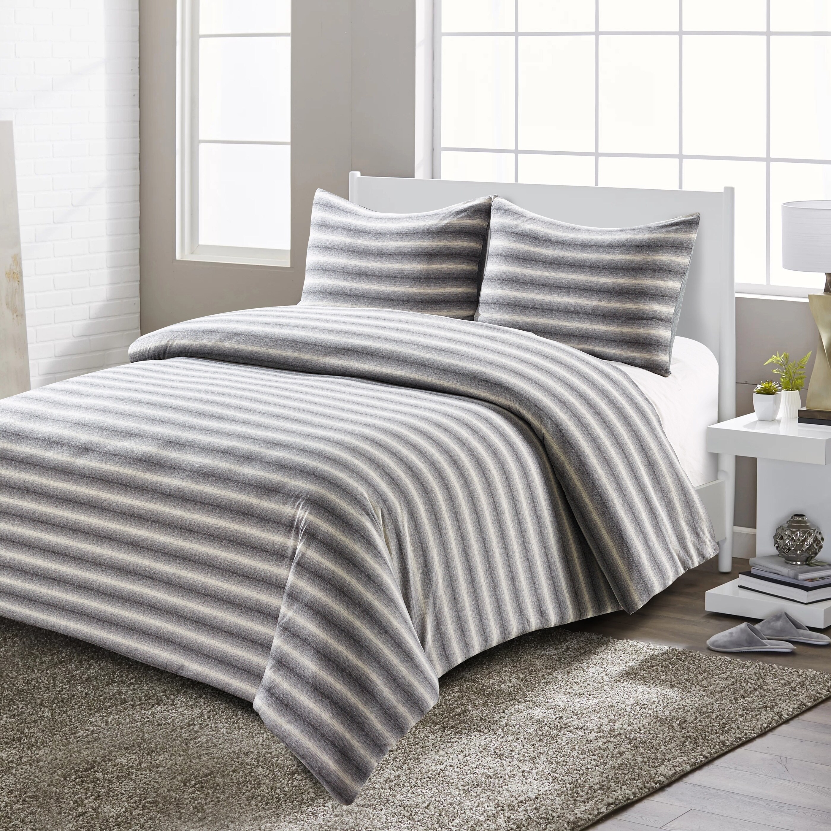 Shop Style Quarters Super Soft Shadow Stripe Jersey Comforter Set