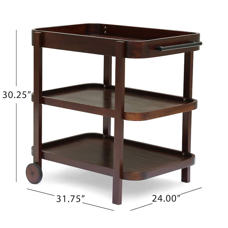 Selleck Rustic Acacia Wood Bar Cart with Shelves by Christopher Knight Home