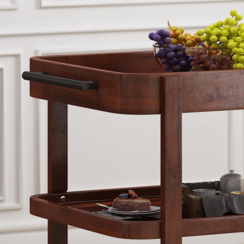 Selleck Rustic Acacia Wood Bar Cart with Shelves by Christopher Knight Home