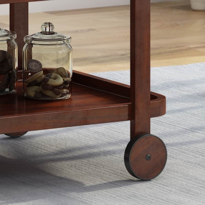 Selleck Rustic Acacia Wood Bar Cart with Shelves by Christopher Knight Home