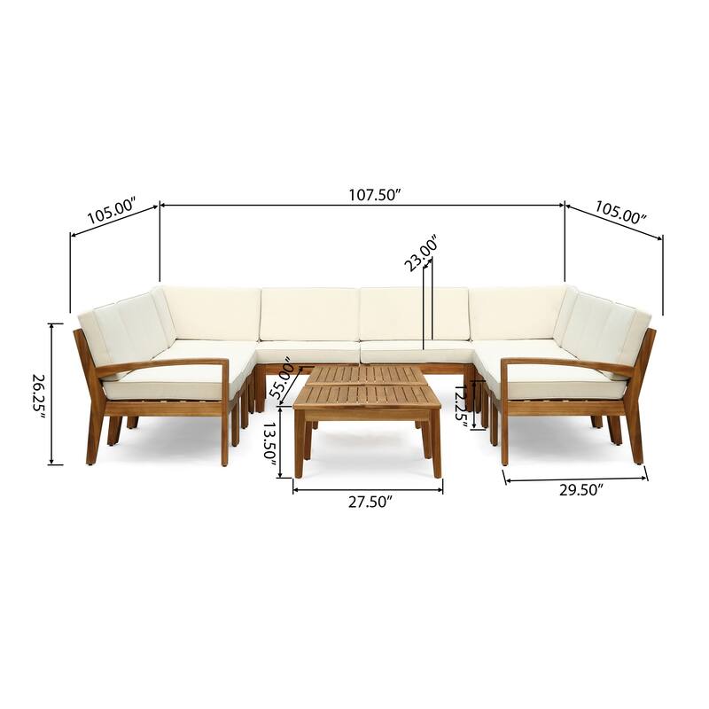 Grenada Outdoor Acacia 10-seater Sectional Sofa Set by Christopher Knight Home
