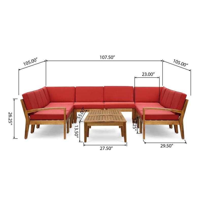 Grenada Outdoor Acacia 10-seater Sectional Sofa Set by Christopher Knight Home