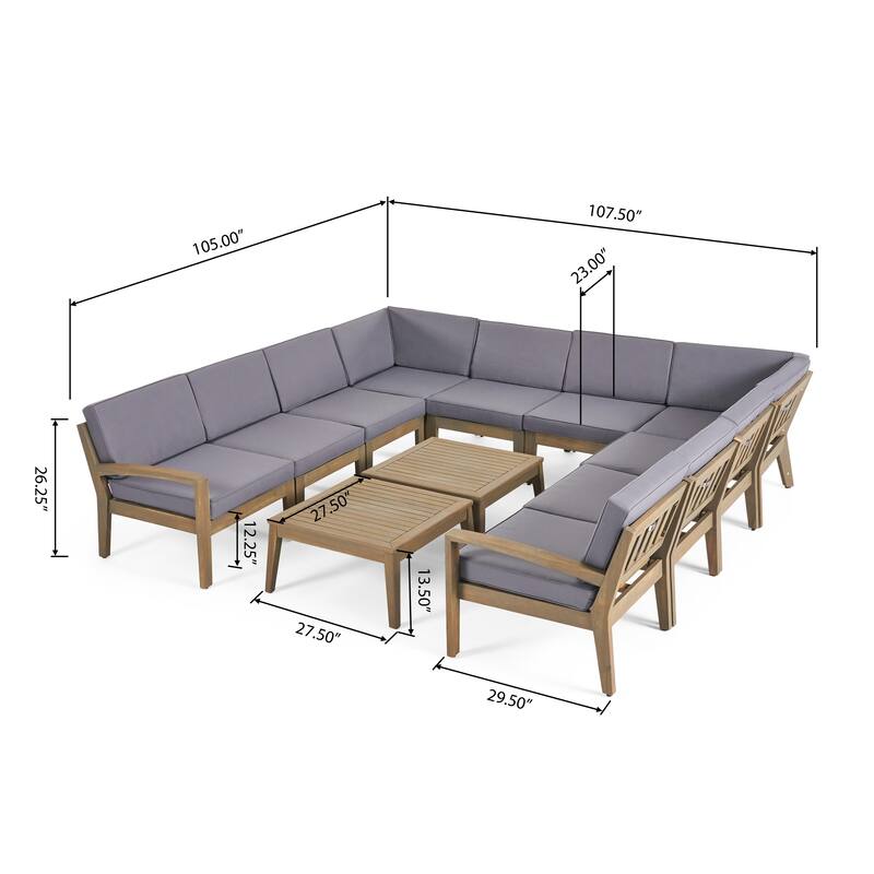 Grenada Outdoor Acacia 10-seater Sectional Sofa Set by Christopher Knight Home