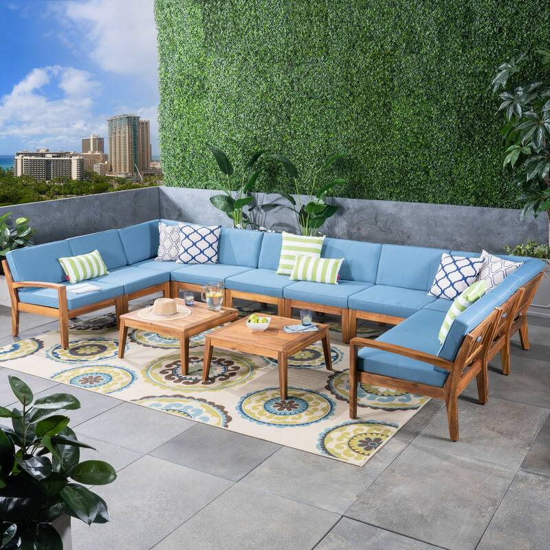 Grenada Outdoor Acacia 10-seater Sectional Sofa Set by Christopher Knight Home