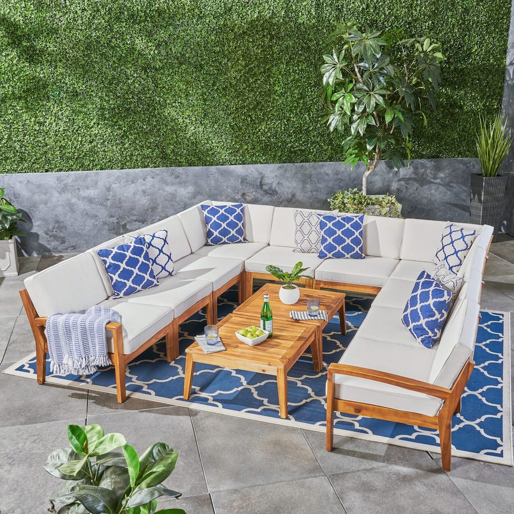 Grenada Outdoor Acacia 10-seater Sectional Sofa Set by Christopher Knight Home