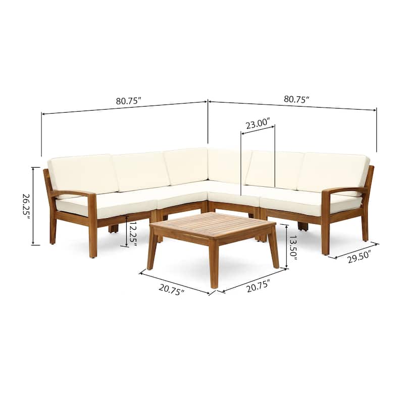 Grenada Outdoor Acacia Wood 6-piece Sectional Sofa Set by Christopher Knight Home