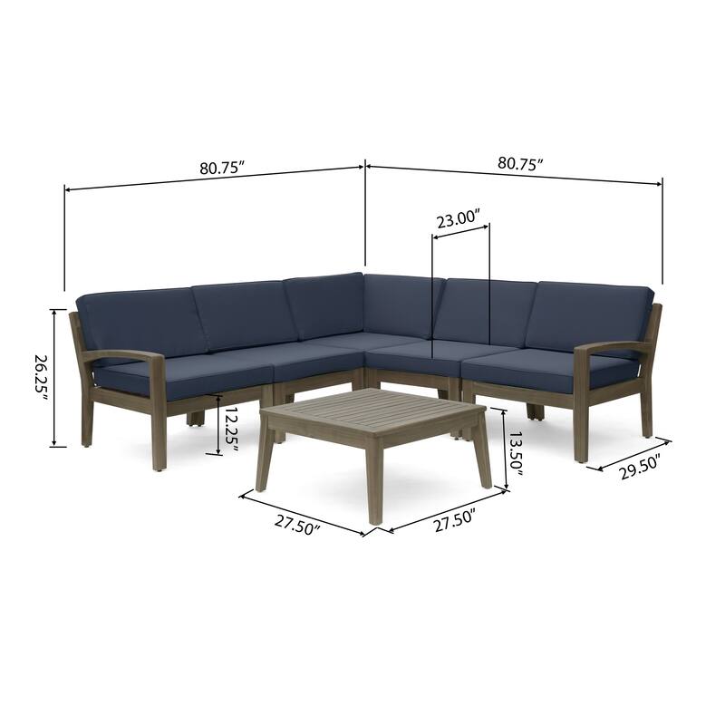 Grenada Outdoor Acacia Wood 6-piece Sectional Sofa Set by Christopher Knight Home