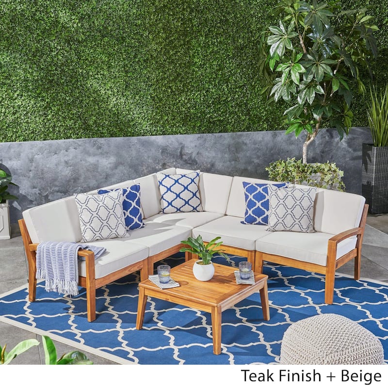 Grenada Outdoor Acacia Wood 6-piece Sectional Sofa Set by Christopher Knight Home