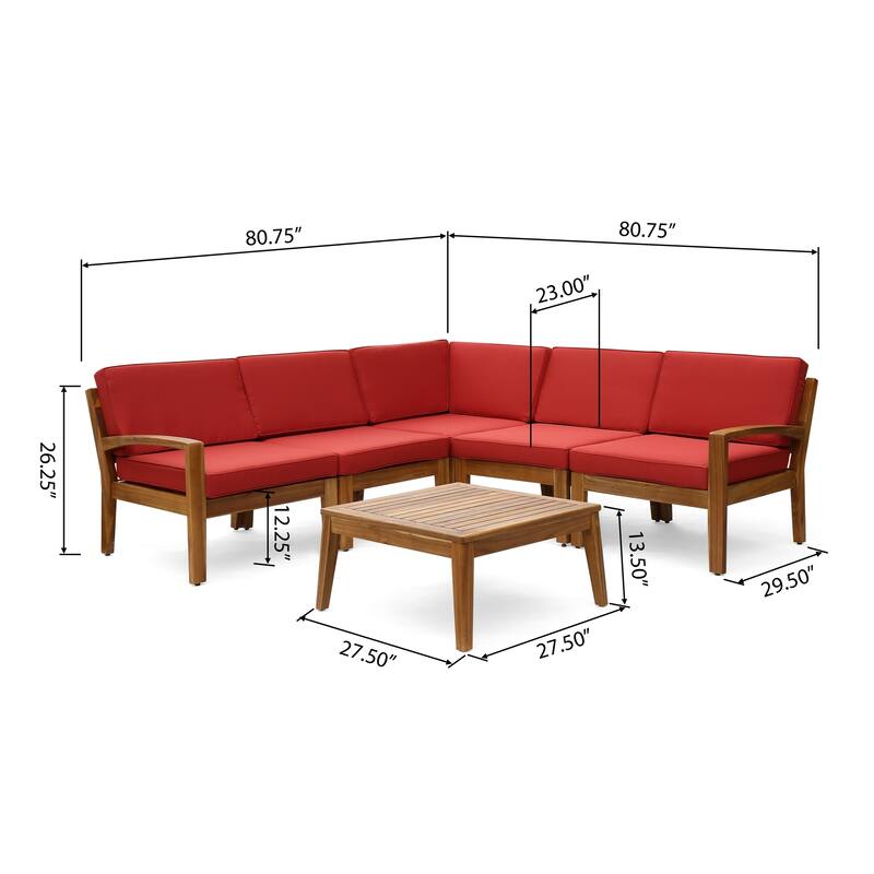Grenada Outdoor Acacia Wood 6-piece Sectional Sofa Set by Christopher Knight Home