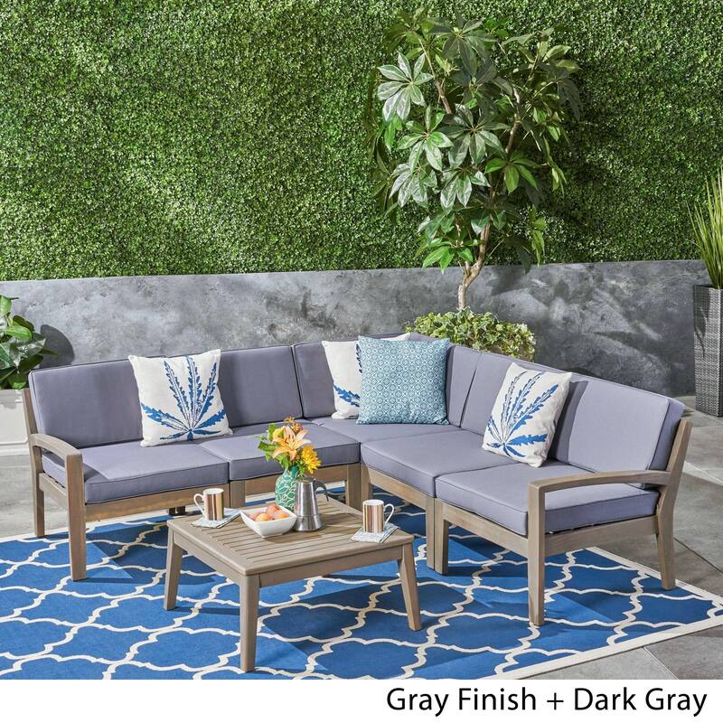 Grenada Outdoor Acacia Wood 6-piece Sectional Sofa Set by Christopher Knight Home