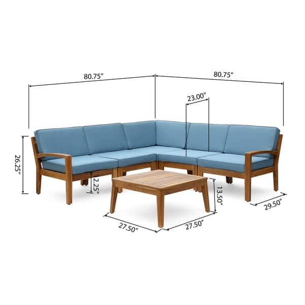 Grenada Outdoor Acacia Wood 6piece Sectional Sofa Set by Christopher Knight Home On Sale