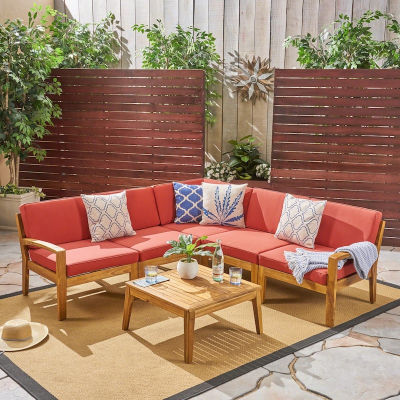 Grenada Outdoor Acacia Wood 6-piece Sectional Sofa Set by Christopher Knight Home