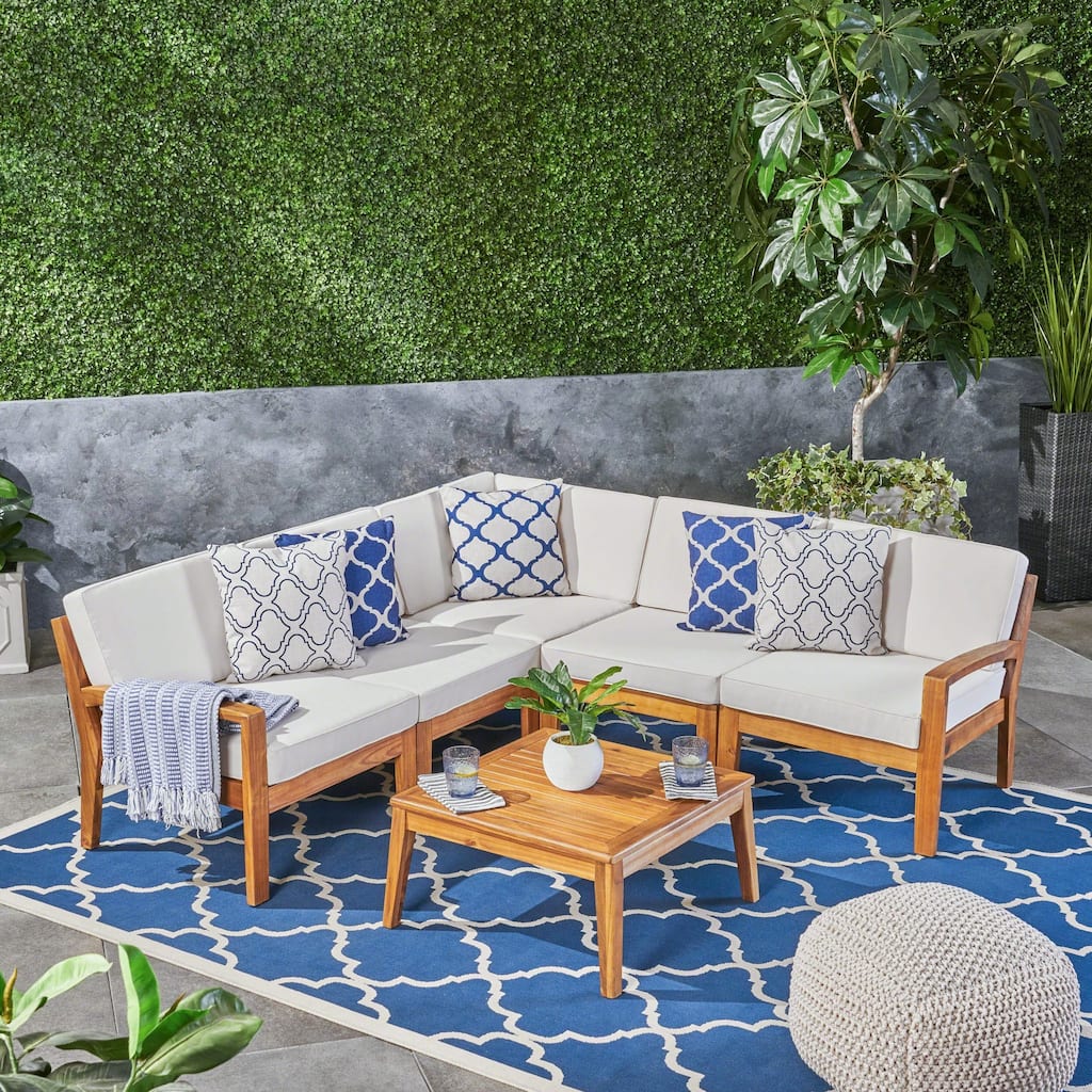 Grenada Outdoor Acacia Wood 6-piece Sectional Sofa Set by Christopher Knight Home