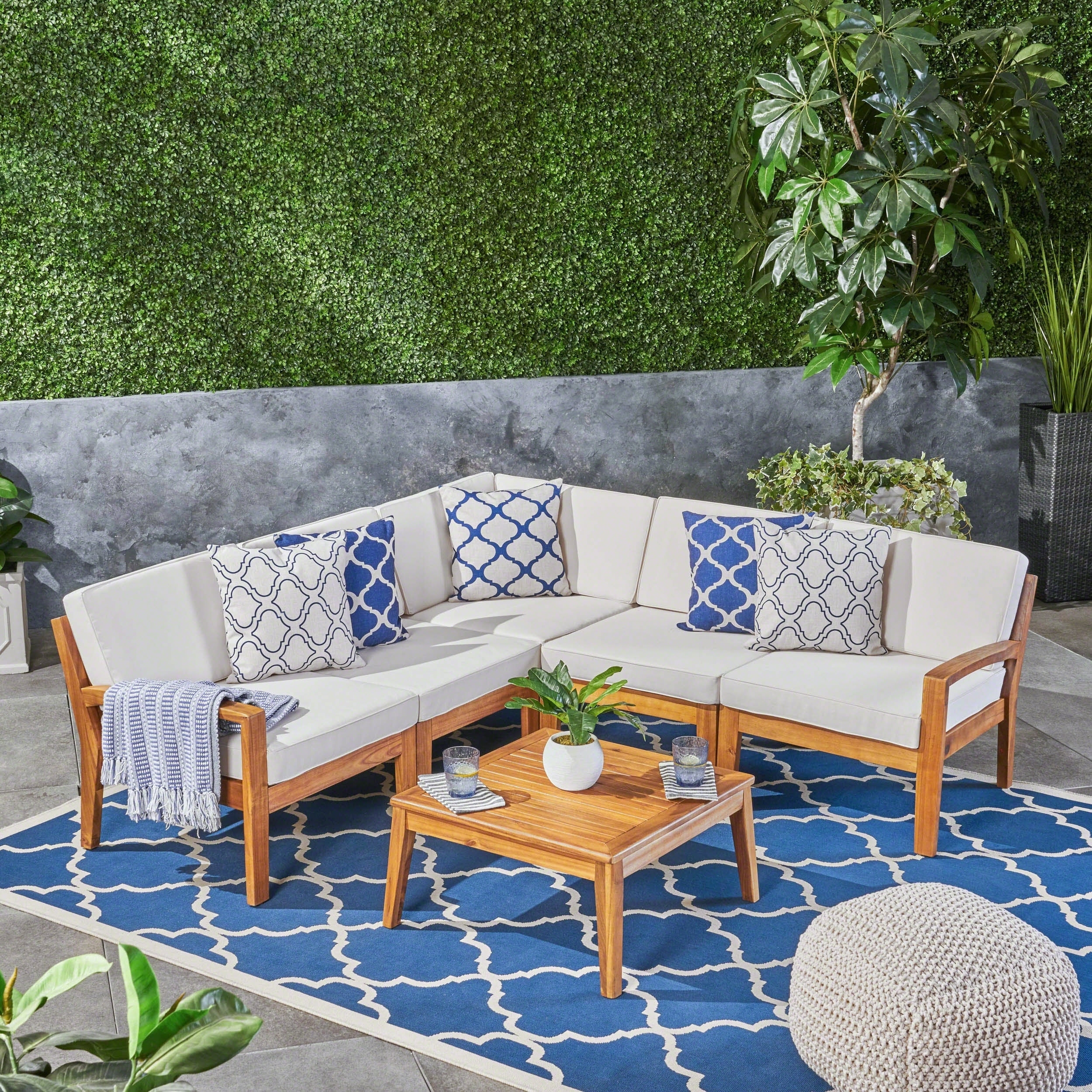 Grenada Outdoor Acacia Wood 6-piece Sectional Sofa Set by Christopher Knight Home