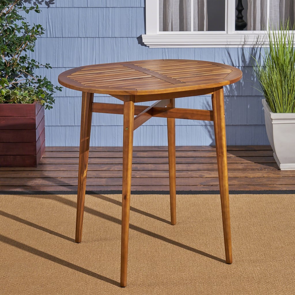 Stamford Outdoor Rustic Acacia Wood Slat Top Bar Table by Christopher Knight Home - 39.75"L x 30.50"W x 39.75"H