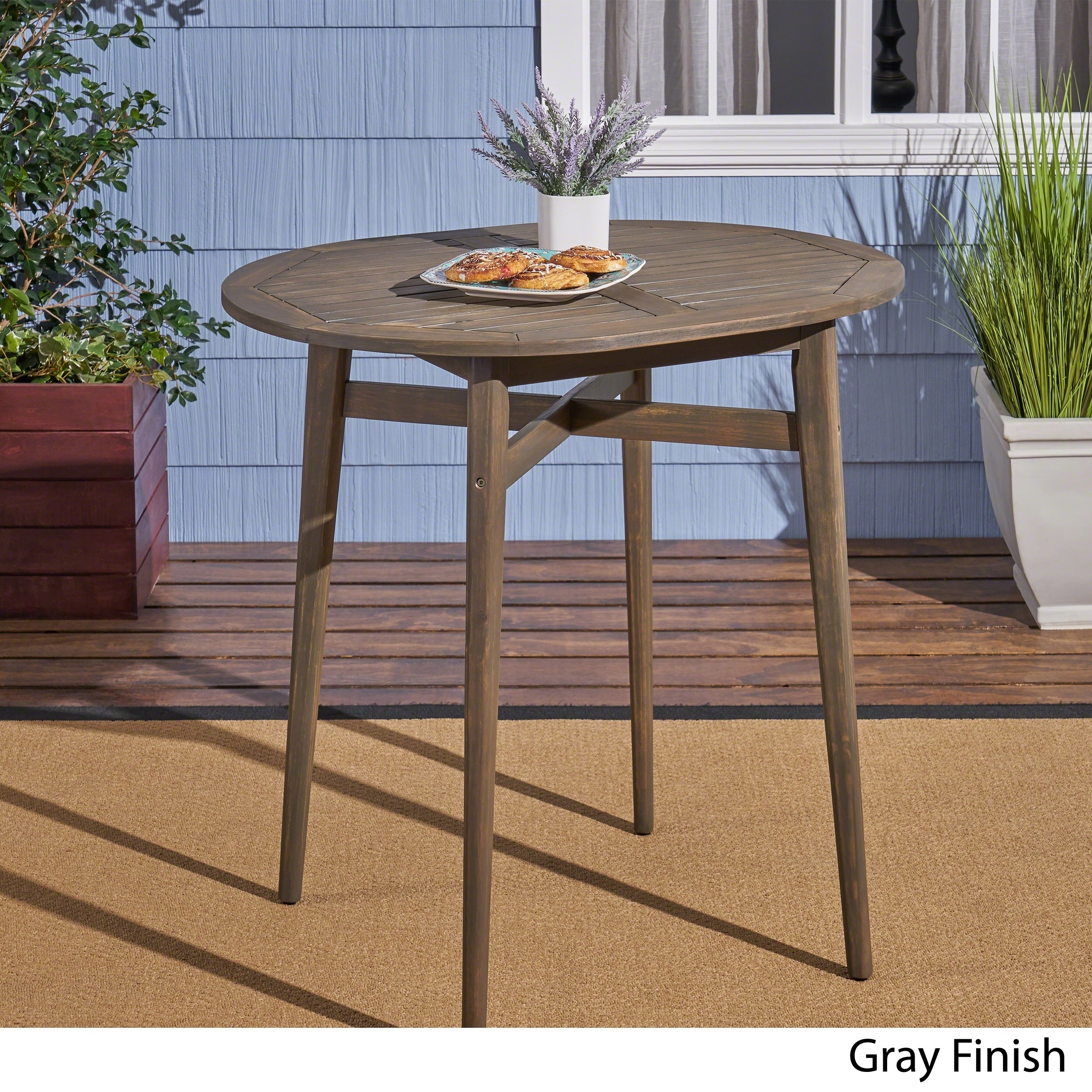 Shop Stamford Outdoor Rustic Acacia Wood Bar Table With Slat Top