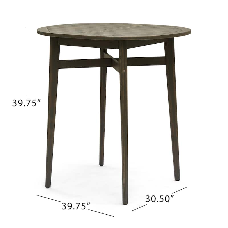 Stamford Outdoor Rustic Acacia Wood Slat Top Bar Table by Christopher Knight Home - 39.75"L x 30.50"W x 39.75"H