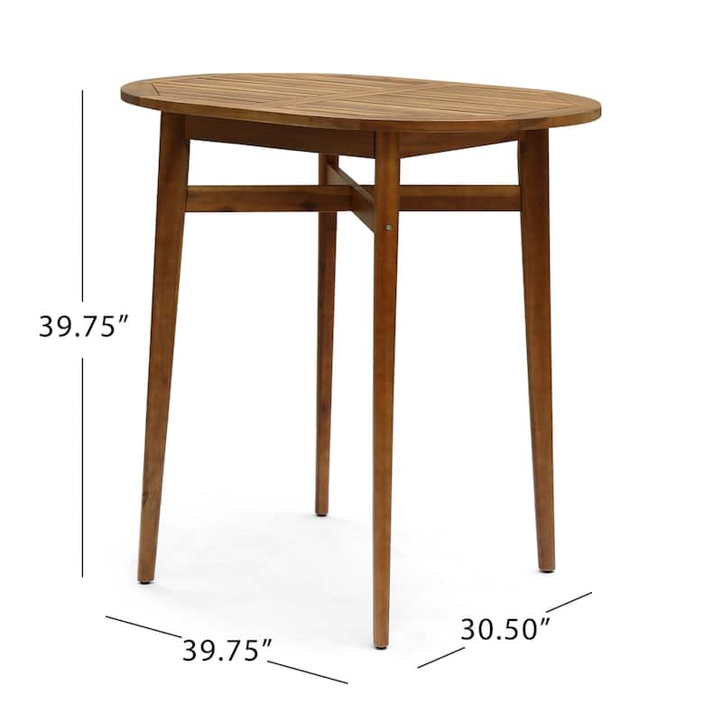 Stamford Outdoor Rustic Acacia Wood Slat Top Bar Table by Christopher Knight Home - 39.75"L x 30.50"W x 39.75"H