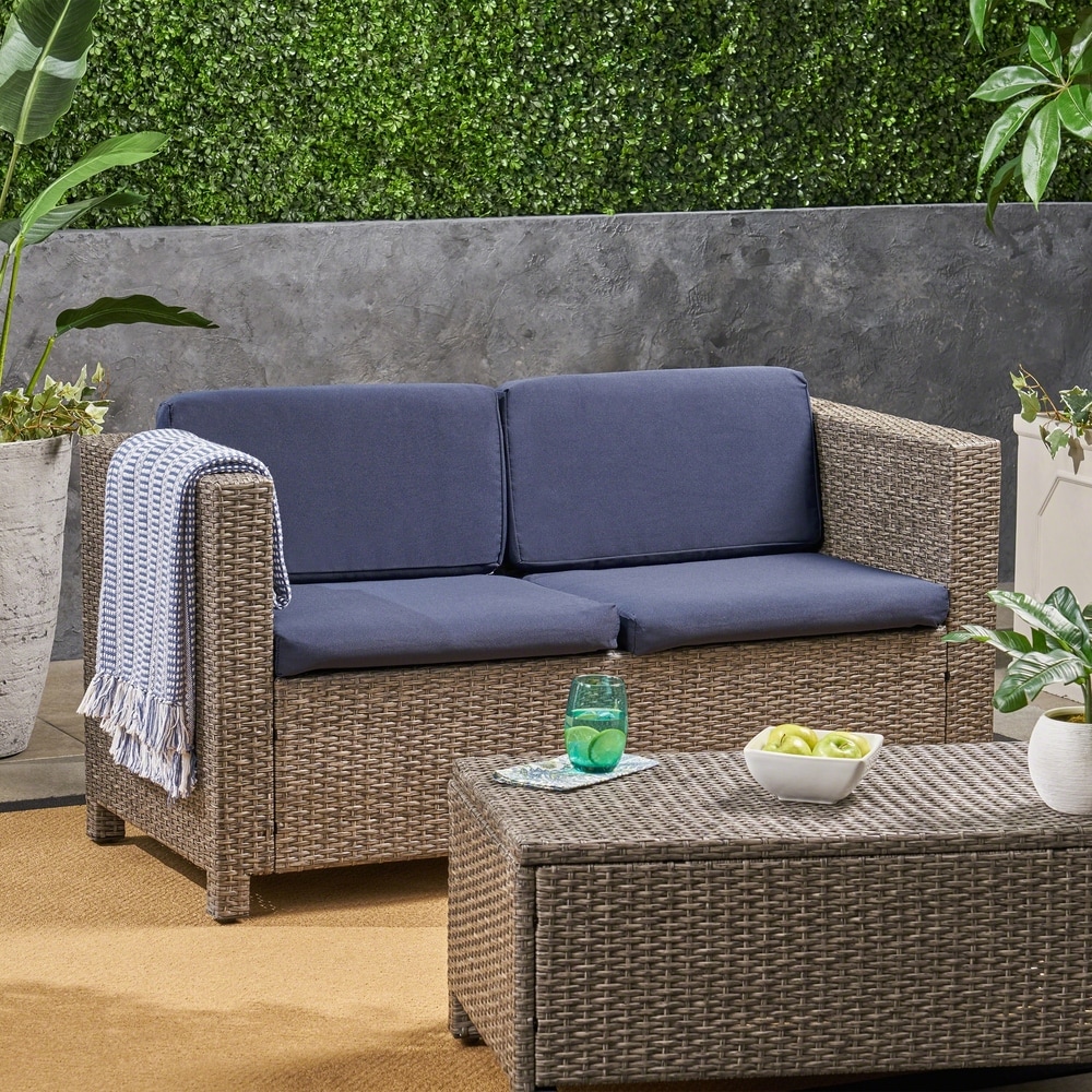 Cozylounge Deep Navy Outdoor Water Repellent Patio Chair Cushion Seat Pillow Covers 2 Covers 24x24x5 Cushions Patio Lawn Garden