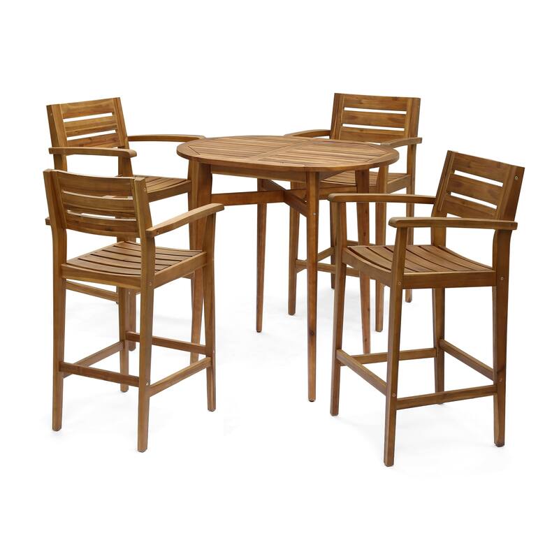 Stamford Outdoor Rustic 5 Piece Acacia Wood Bar Set by Christopher Knight Home - Teak