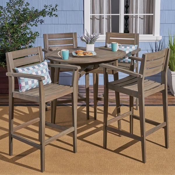 Christopher Knight Outdoor Barstools (Set Of 4) Acacia Wood